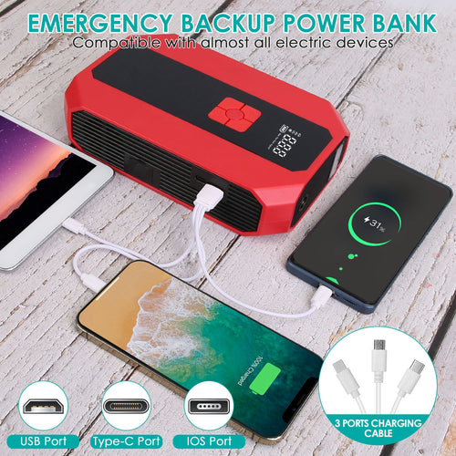 1Pc Portable Car Jump Starter Air Compressor