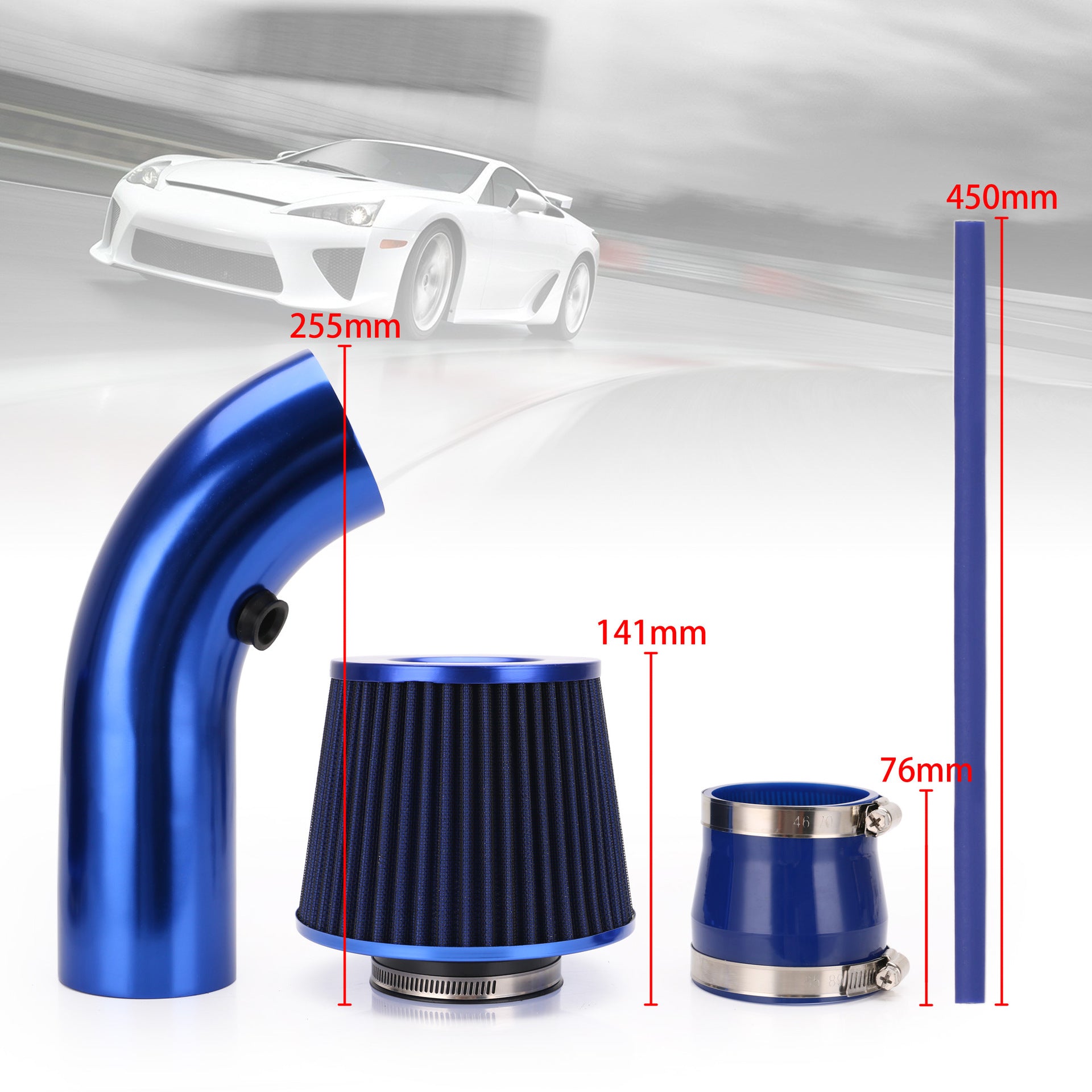 Filtro de aire de admisión con cabezal tipo hongo modificado para coche (76 mm y 3 pulgadas)