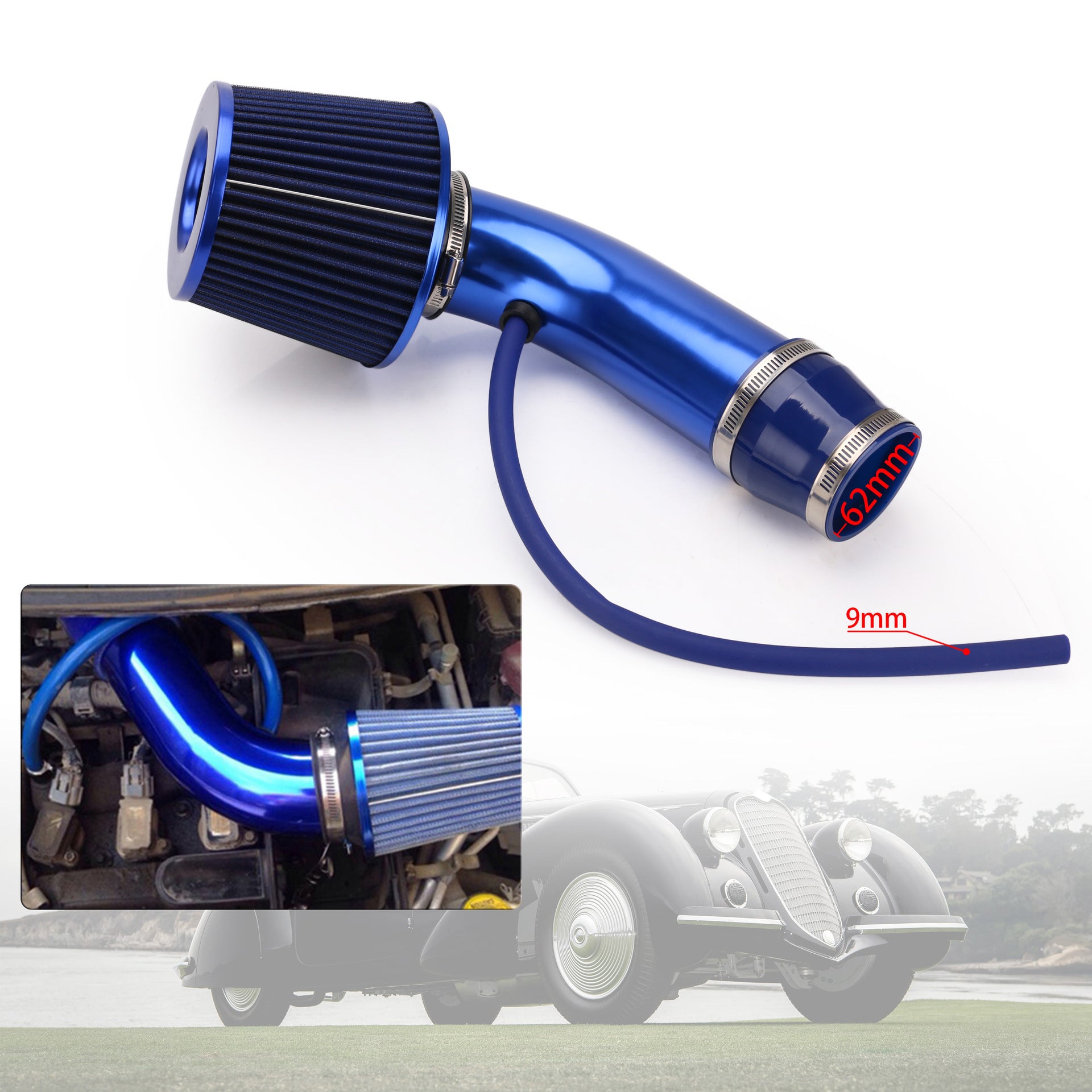 Filtro de aire de admisión con cabezal tipo hongo modificado para coche (76 mm y 3 pulgadas)