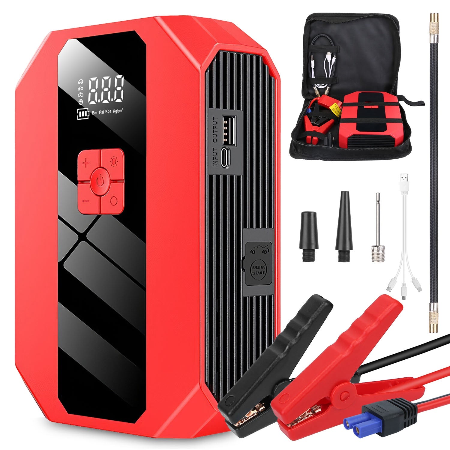 1Pc Portable Car Jump Starter Air Compressor
