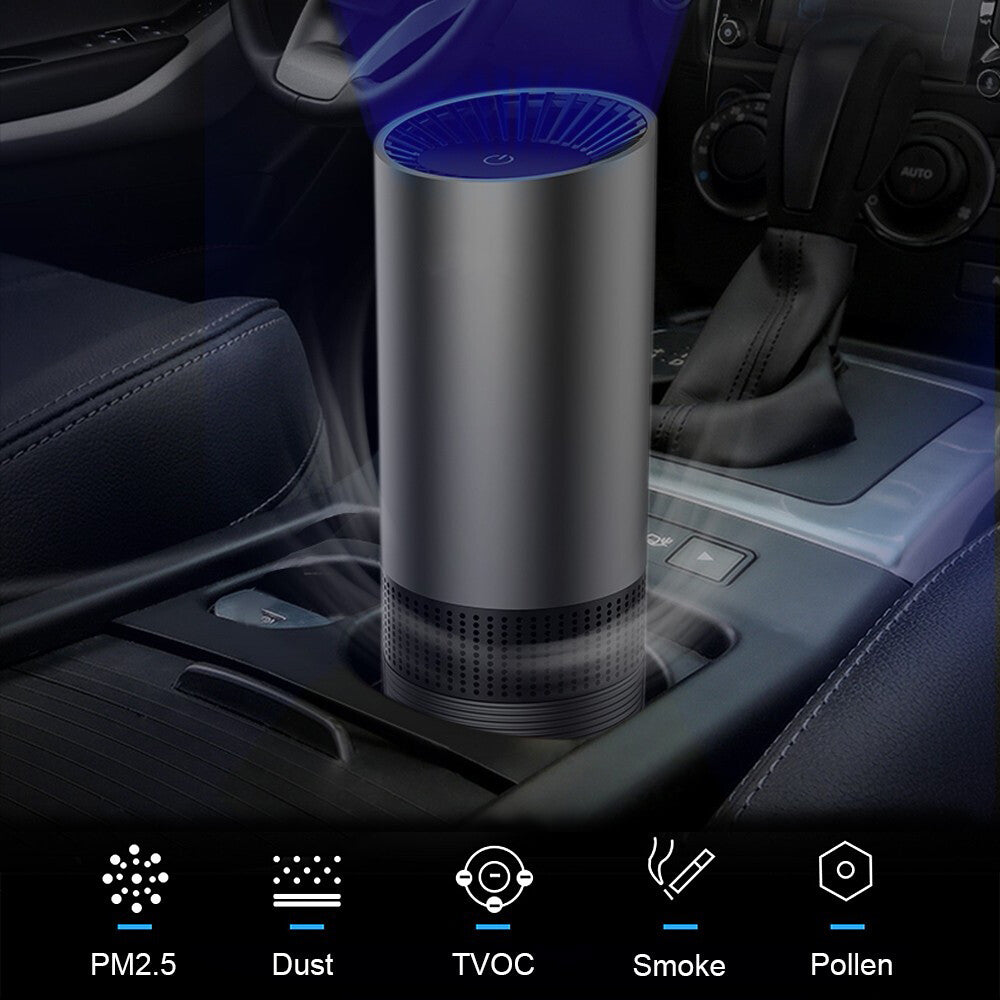 True HEPA Air Purifier Filter For Car Smoker Air Cleaner Ionizer TVOCs Odor Dust Sensor
