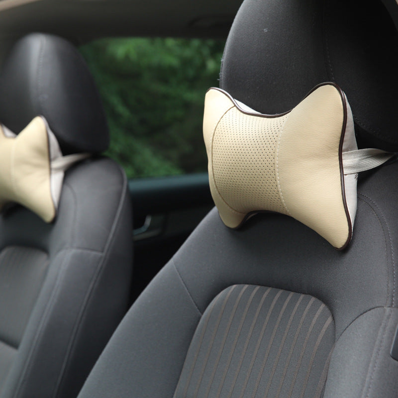 2 almohadas de cuero para el cuello del auto
