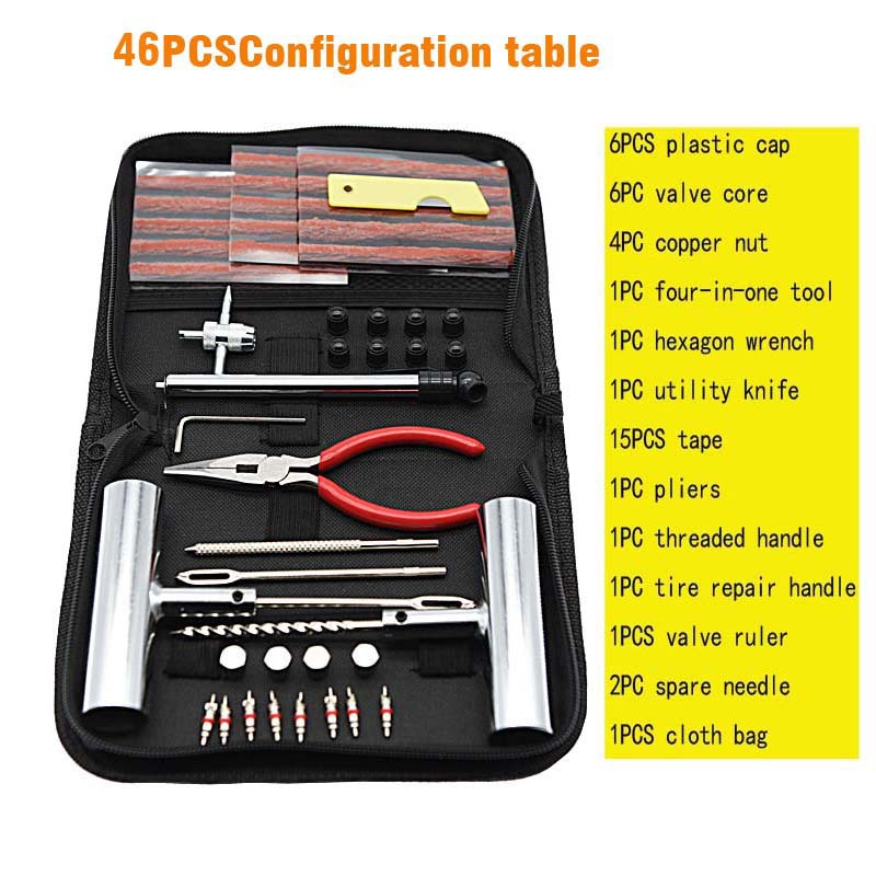 Kit de reparación de neumáticos con bolsa de tela de primeros auxilios rápidos