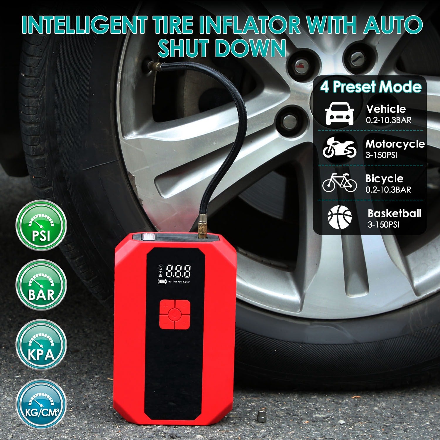 1Pc Portable Car Jump Starter Air Compressor