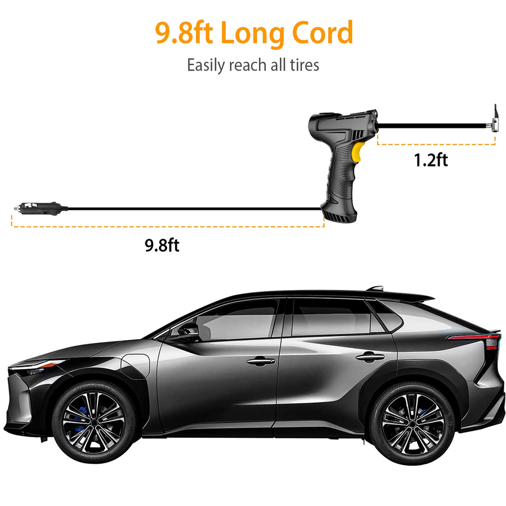 Portable Car Tire Inflator DC 12V Digital Car Air Compressor Electric Air Inflator With LED Light 150PSI