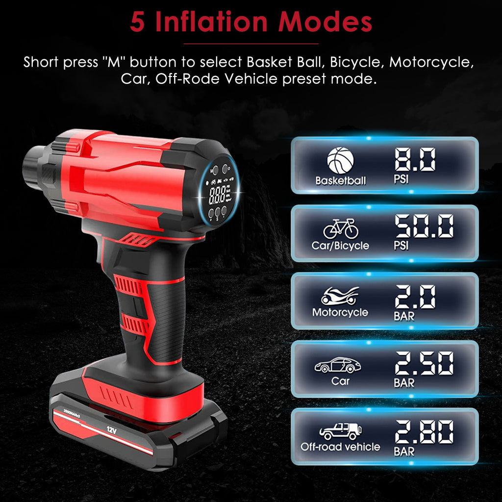 1Pc 150PSI Cordless Car Tire Inflator Rechargeable